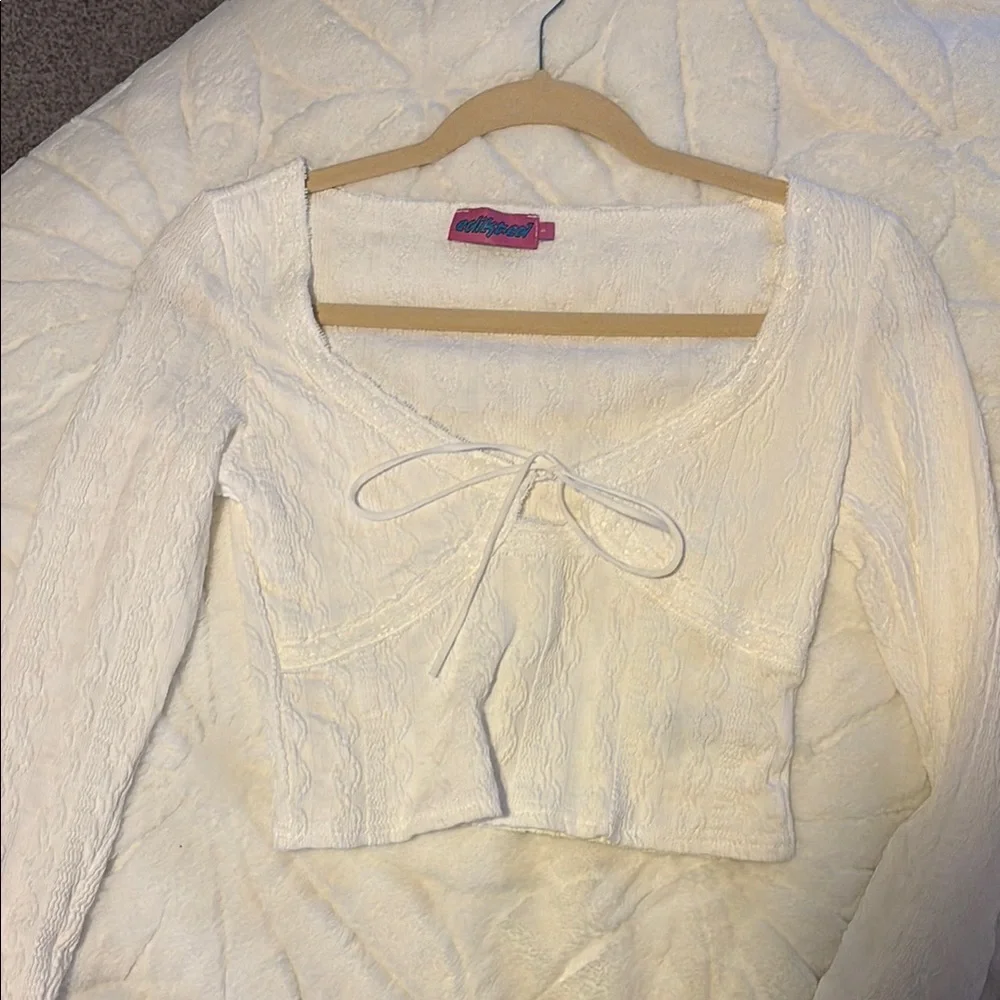 Edikted White Long Sleeve Lace Top - Picture 1 of 1